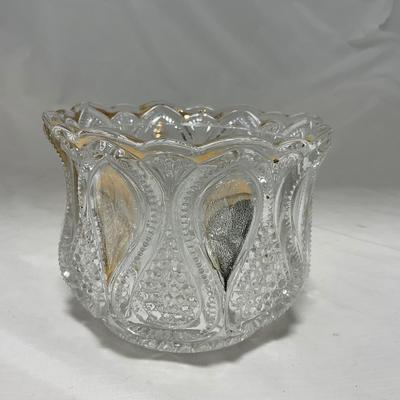 -63- Clear & Gold Glass | Covered Butter Dish | Lidded Jar | Jar