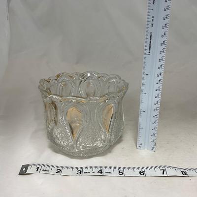 -63- Clear & Gold Glass | Covered Butter Dish | Lidded Jar | Jar