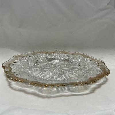 -63- Clear & Gold Glass | Covered Butter Dish | Lidded Jar | Jar