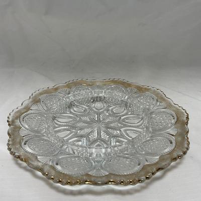 -63- Clear & Gold Glass | Covered Butter Dish | Lidded Jar | Jar