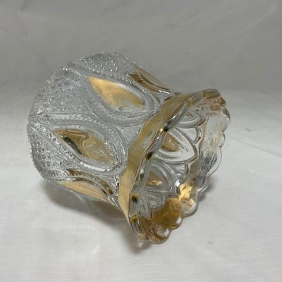 -63- Clear & Gold Glass | Covered Butter Dish | Lidded Jar | Jar