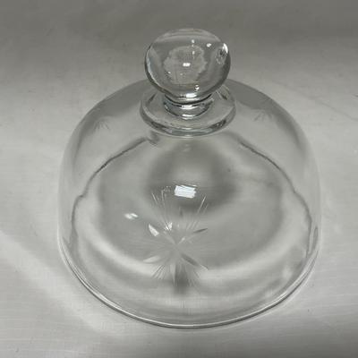 -64- Clear Glass | Mid Century Star Burst | Covered Butter Dish | Lidded Jar | Sugar & Creamer