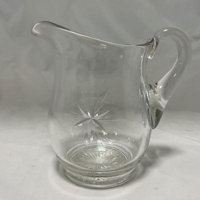 -64- Clear Glass | Mid Century Star Burst | Covered Butter Dish | Lidded Jar | Sugar & Creamer