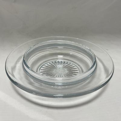 -64- Clear Glass | Mid Century Star Burst | Covered Butter Dish | Lidded Jar | Sugar & Creamer