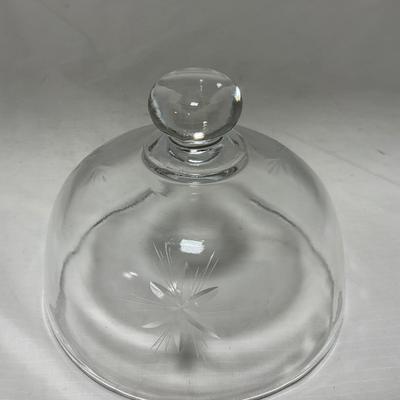 -64- Clear Glass | Mid Century Star Burst | Covered Butter Dish | Lidded Jar | Sugar & Creamer