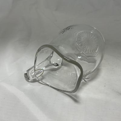 -64- Clear Glass | Mid Century Star Burst | Covered Butter Dish | Lidded Jar | Sugar & Creamer