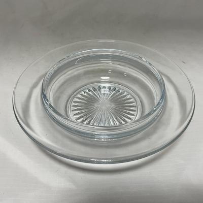 -64- Clear Glass | Mid Century Star Burst | Covered Butter Dish | Lidded Jar | Sugar & Creamer