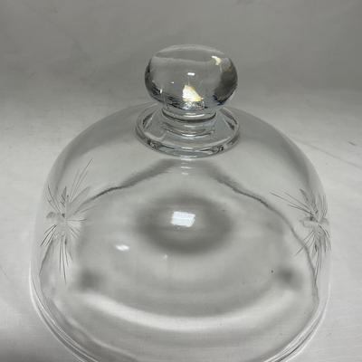 -64- Clear Glass | Mid Century Star Burst | Covered Butter Dish | Lidded Jar | Sugar & Creamer