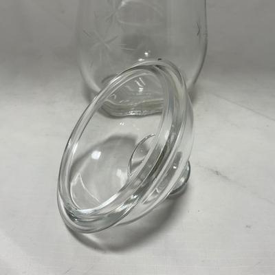 -64- Clear Glass | Mid Century Star Burst | Covered Butter Dish | Lidded Jar | Sugar & Creamer