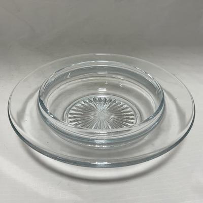 -64- Clear Glass | Mid Century Star Burst | Covered Butter Dish | Lidded Jar | Sugar & Creamer