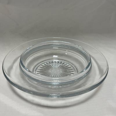 -64- Clear Glass | Mid Century Star Burst | Covered Butter Dish | Lidded Jar | Sugar & Creamer