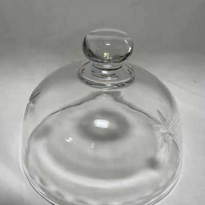 -64- Clear Glass | Mid Century Star Burst | Covered Butter Dish | Lidded Jar | Sugar & Creamer