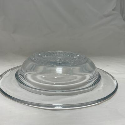 -64- Clear Glass | Mid Century Star Burst | Covered Butter Dish | Lidded Jar | Sugar & Creamer