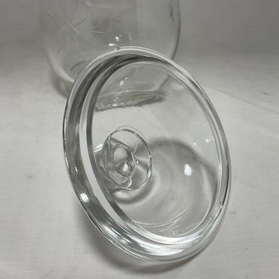 -64- Clear Glass | Mid Century Star Burst | Covered Butter Dish | Lidded Jar | Sugar & Creamer