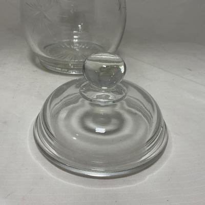 -64- Clear Glass | Mid Century Star Burst | Covered Butter Dish | Lidded Jar | Sugar & Creamer