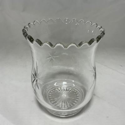 -64- Clear Glass | Mid Century Star Burst | Covered Butter Dish | Lidded Jar | Sugar & Creamer