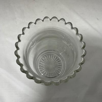 -64- Clear Glass | Mid Century Star Burst | Covered Butter Dish | Lidded Jar | Sugar & Creamer