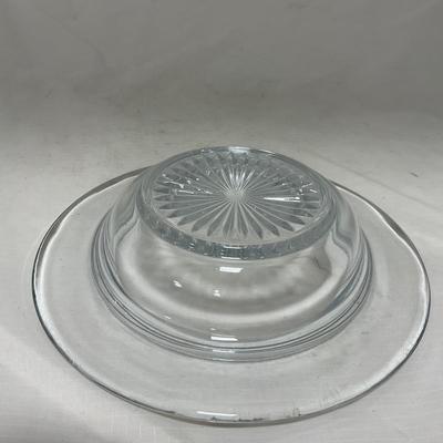-64- Clear Glass | Mid Century Star Burst | Covered Butter Dish | Lidded Jar | Sugar & Creamer