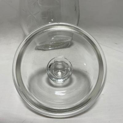 -64- Clear Glass | Mid Century Star Burst | Covered Butter Dish | Lidded Jar | Sugar & Creamer