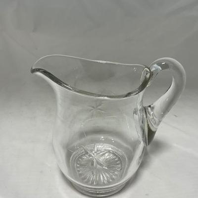 -64- Clear Glass | Mid Century Star Burst | Covered Butter Dish | Lidded Jar | Sugar & Creamer