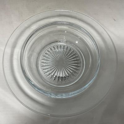 -64- Clear Glass | Mid Century Star Burst | Covered Butter Dish | Lidded Jar | Sugar & Creamer