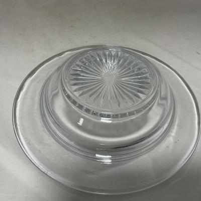 -64- Clear Glass | Mid Century Star Burst | Covered Butter Dish | Lidded Jar | Sugar & Creamer