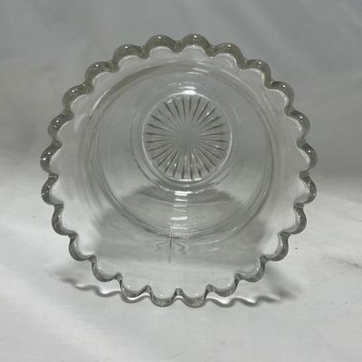 -64- Clear Glass | Mid Century Star Burst | Covered Butter Dish | Lidded Jar | Sugar & Creamer
