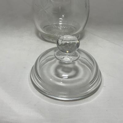 -64- Clear Glass | Mid Century Star Burst | Covered Butter Dish | Lidded Jar | Sugar & Creamer