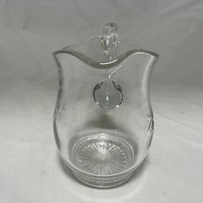 -64- Clear Glass | Mid Century Star Burst | Covered Butter Dish | Lidded Jar | Sugar & Creamer