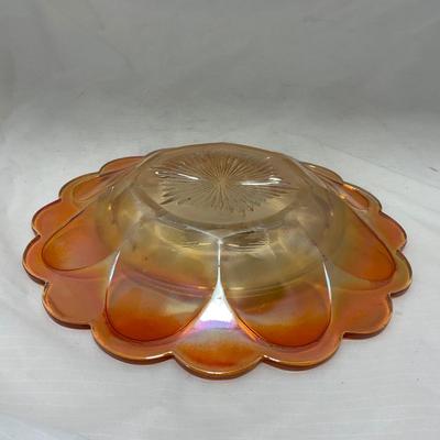-66- Orange Iridescent Carnival | Peacock Design | Covered butter Dish