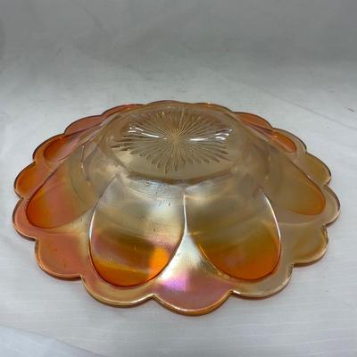 -66- Orange Iridescent Carnival | Peacock Design | Covered butter Dish