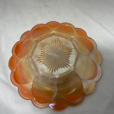 -66- Orange Iridescent Carnival | Peacock Design | Covered butter Dish
