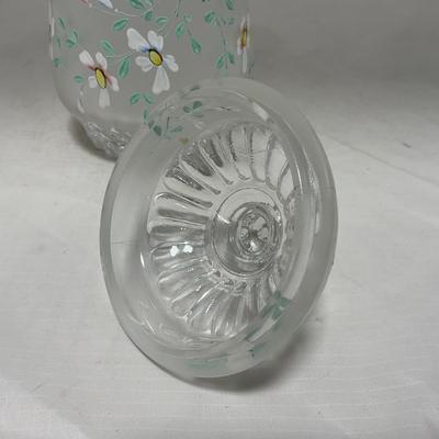 -67- Satin | Hand Painted Glass | Covered Butter Dish, Sugar & Creamer | Lidded Jar | Cruet