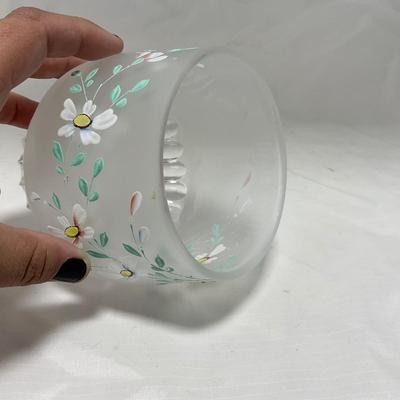 -67- Satin | Hand Painted Glass | Covered Butter Dish, Sugar & Creamer | Lidded Jar | Cruet