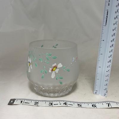 -67- Satin | Hand Painted Glass | Covered Butter Dish, Sugar & Creamer | Lidded Jar | Cruet