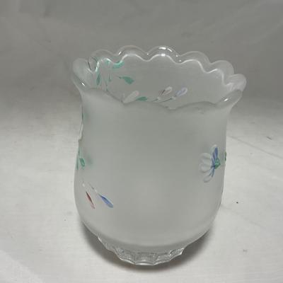 -67- Satin | Hand Painted Glass | Covered Butter Dish, Sugar & Creamer | Lidded Jar | Cruet
