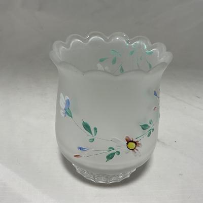 -67- Satin | Hand Painted Glass | Covered Butter Dish, Sugar & Creamer | Lidded Jar | Cruet