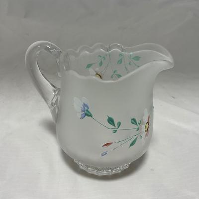-67- Satin | Hand Painted Glass | Covered Butter Dish, Sugar & Creamer | Lidded Jar | Cruet