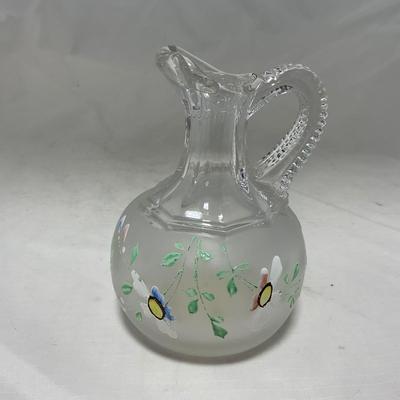 -67- Satin | Hand Painted Glass | Covered Butter Dish, Sugar & Creamer | Lidded Jar | Cruet