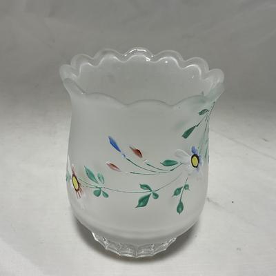 -67- Satin | Hand Painted Glass | Covered Butter Dish, Sugar & Creamer | Lidded Jar | Cruet