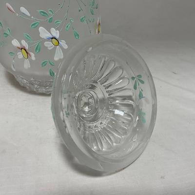 -67- Satin | Hand Painted Glass | Covered Butter Dish, Sugar & Creamer | Lidded Jar | Cruet
