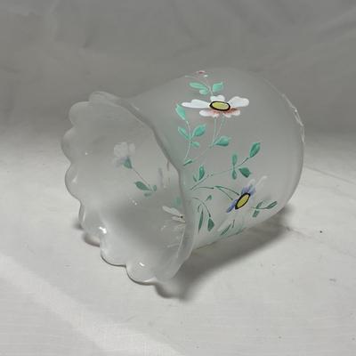 -67- Satin | Hand Painted Glass | Covered Butter Dish, Sugar & Creamer | Lidded Jar | Cruet