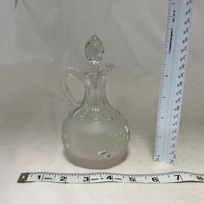 -67- Satin | Hand Painted Glass | Covered Butter Dish, Sugar & Creamer | Lidded Jar | Cruet