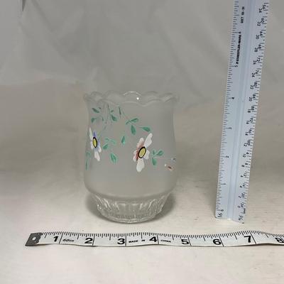 -67- Satin | Hand Painted Glass | Covered Butter Dish, Sugar & Creamer | Lidded Jar | Cruet