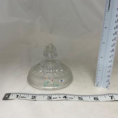 -67- Satin | Hand Painted Glass | Covered Butter Dish, Sugar & Creamer | Lidded Jar | Cruet