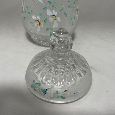 -67- Satin | Hand Painted Glass | Covered Butter Dish, Sugar & Creamer | Lidded Jar | Cruet