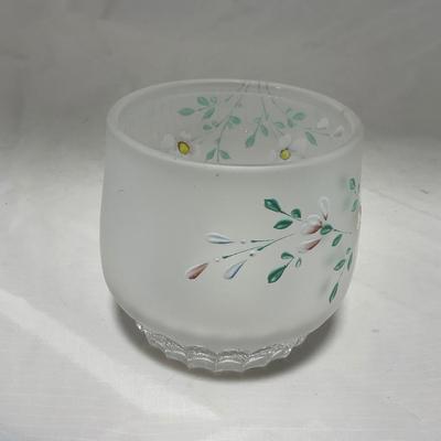 -67- Satin | Hand Painted Glass | Covered Butter Dish, Sugar & Creamer | Lidded Jar | Cruet