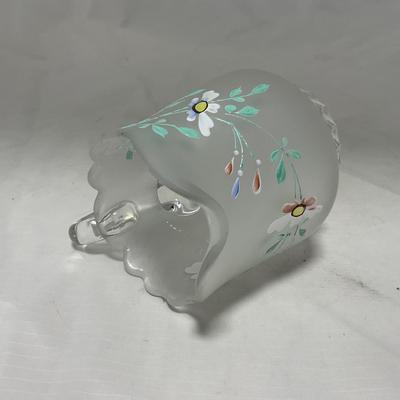 -67- Satin | Hand Painted Glass | Covered Butter Dish, Sugar & Creamer | Lidded Jar | Cruet
