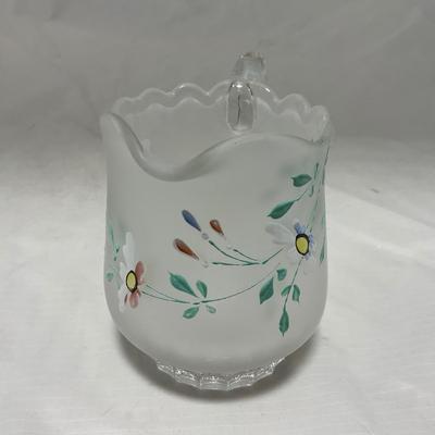 -67- Satin | Hand Painted Glass | Covered Butter Dish, Sugar & Creamer | Lidded Jar | Cruet