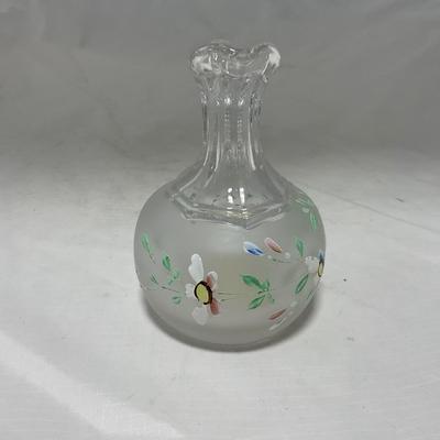 -67- Satin | Hand Painted Glass | Covered Butter Dish, Sugar & Creamer | Lidded Jar | Cruet